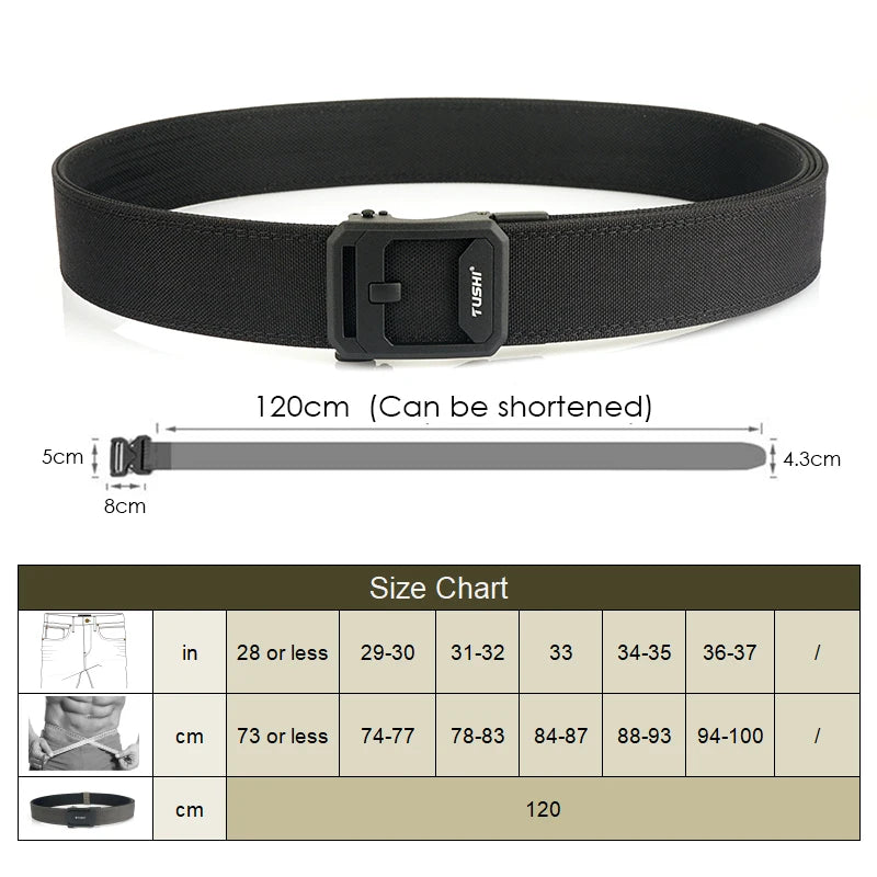 Unisex-Taktischer Gürtel aus 1100D Nylon Breite 4,3 cm mit Metall-Automatik-Schnalle für Militär IPSC Jagd