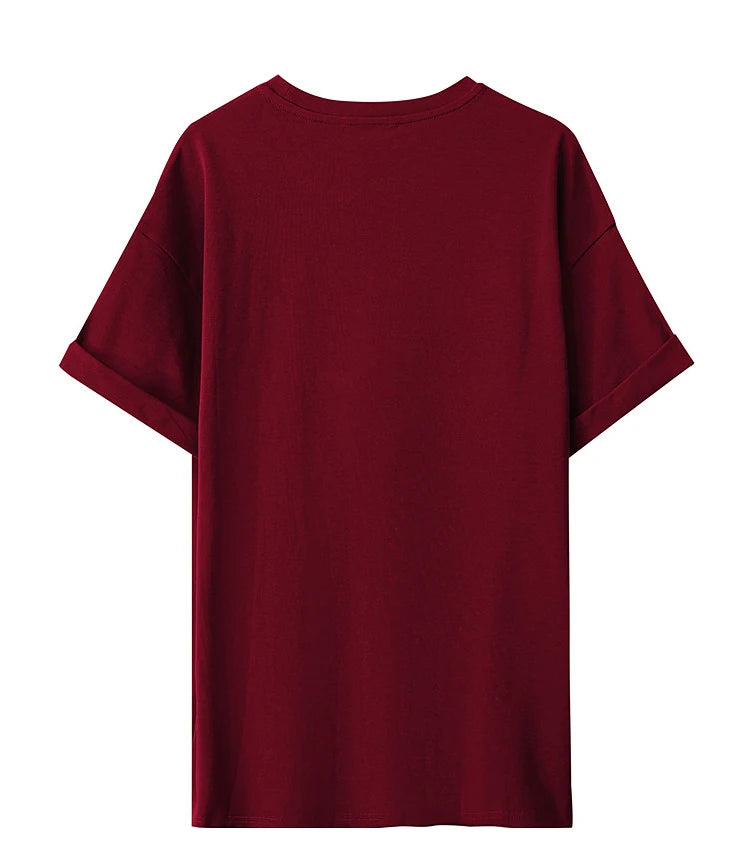 Damen Top im minimalistischen Stil mit O-Ausschnitt und bedrucktem Design