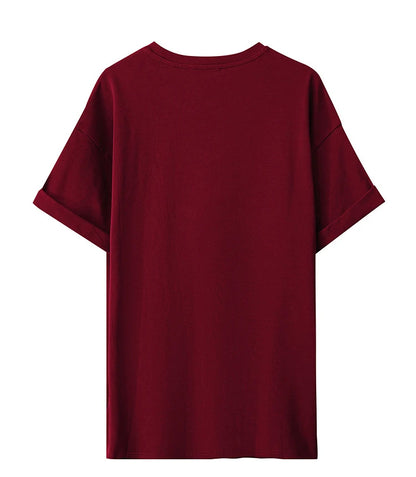 Damen Top im minimalistischen Stil mit O-Ausschnitt und bedrucktem Design