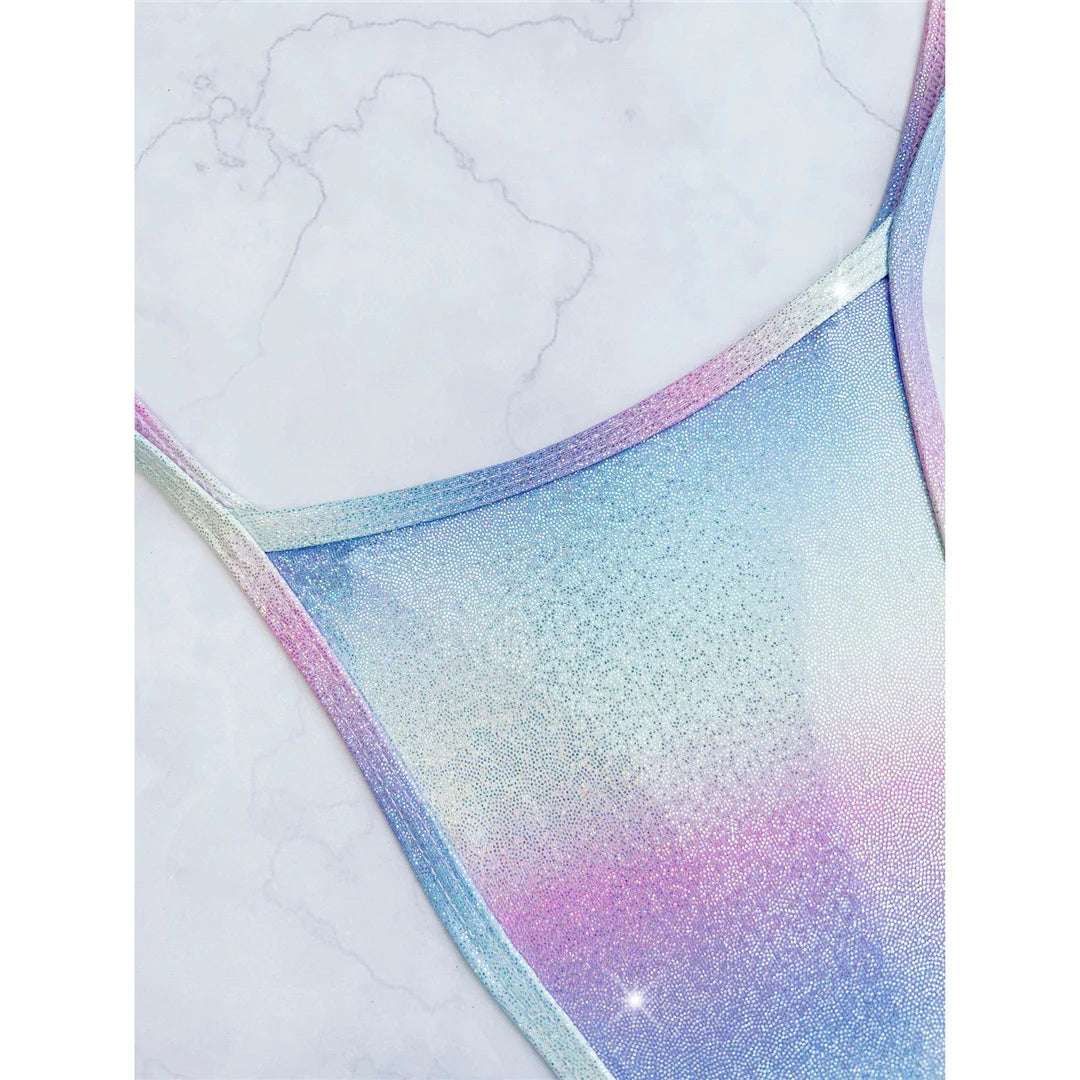 Damen Bikini-Set Farbverlauf Kreuzrücken Micro Tanga zweiteilig
