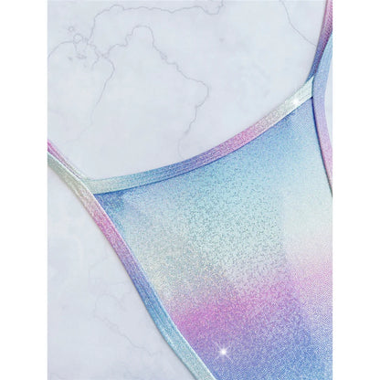 Damen Bikini-Set Farbverlauf Kreuzrücken Micro Tanga zweiteilig
