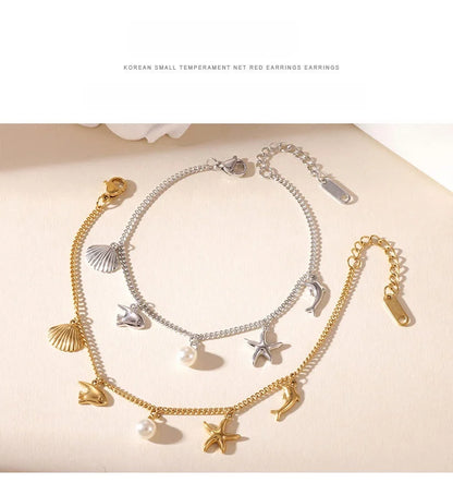 Damen-Charm-Armband mit Ozean-Motiven aus Edelstahl