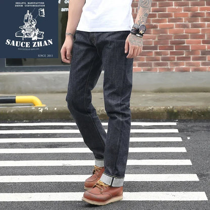 Herren Raw Denim Jeans mit Slub Yarn im Slim Fit Stil