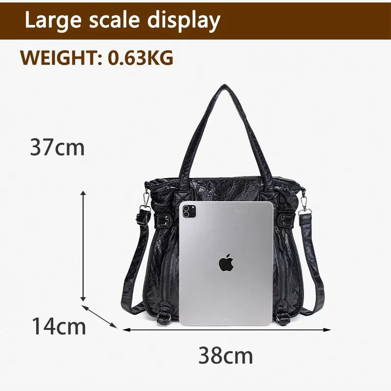 Damen-Handtasche aus weichem Leder mit Mehrfachfächern Große Umhängetasche mit Top-Griff