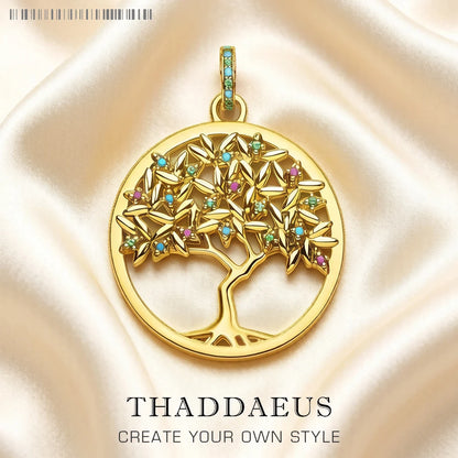 Damen-Charm-Anhänger goldener Baum Böhmen romantisch aus Sterlingsilber