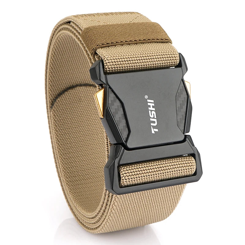Herren-Taktischer Gürtel aus Nylon mit Elastikband für Outdoor Militärsport Schnellverschluss