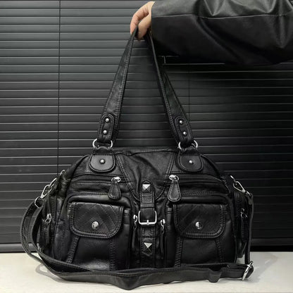 Damen-Satchel-Tasche aus PU-Leder mit Mehrfach-Innenfächern geeignet für Alltag und Freizeit