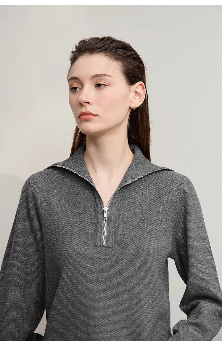 Damen-Rollkragenpullover Wolle gerade einfarbig minimalistisch Herbst