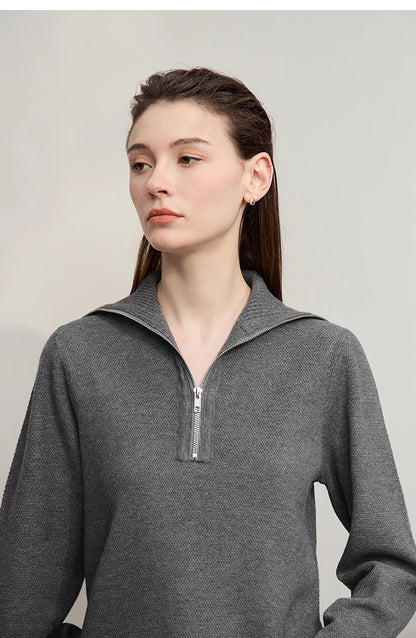 Damen-Rollkragenpullover Wolle gerade einfarbig minimalistisch Herbst