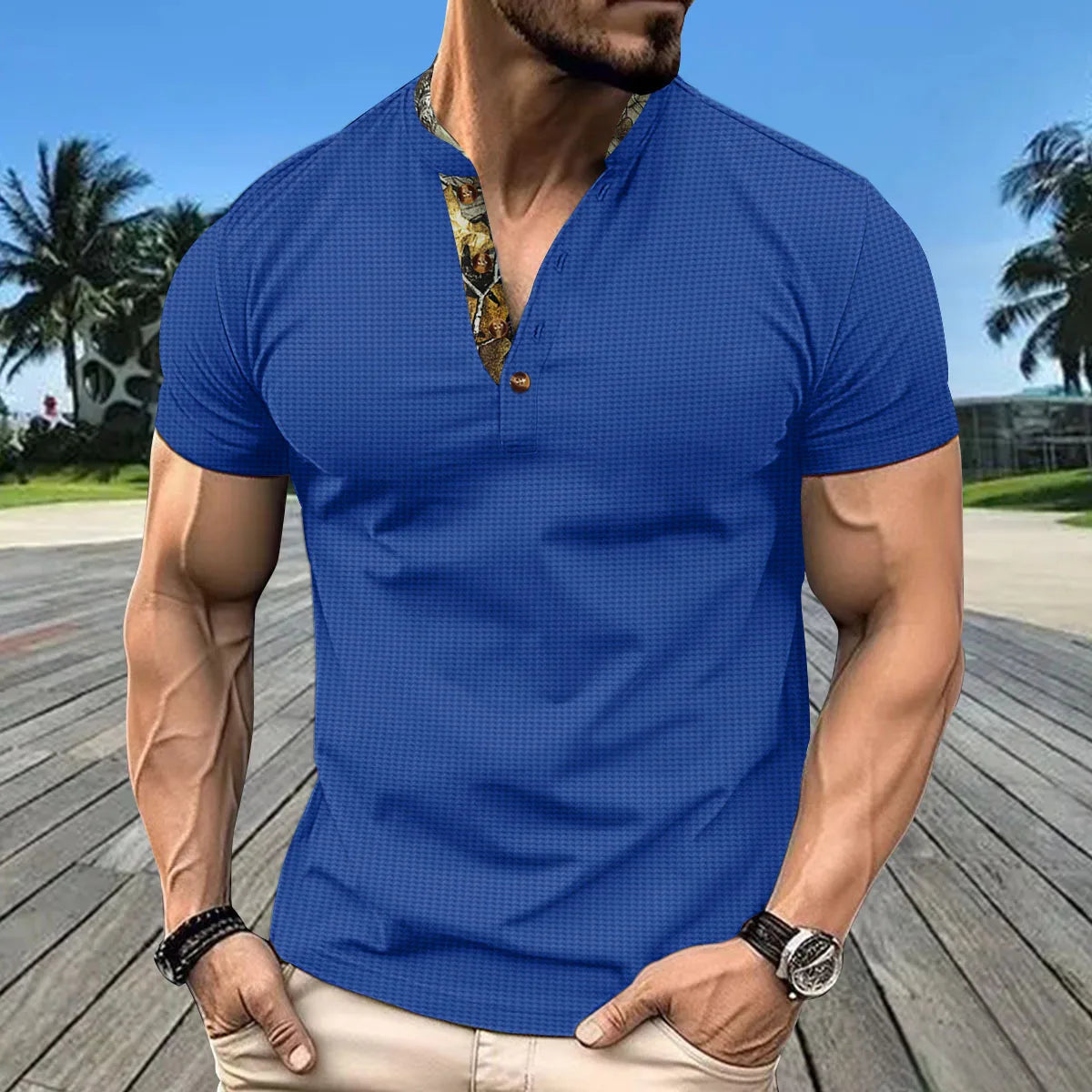 Herren-Polo-T-Shirt mit kurzen Ärmeln und Knopfleiste – große Größen, ideal für den Sommer