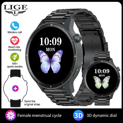 LIGE 2025 Sprachanruf Smart Uhr Damen 1,39 "360*360 HD Gesundheit Tracker Smartwatch Für Xiaomi Frauen Männer 3D Dynamische Zifferblatt Uhr