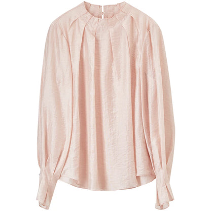 Elegante Vintage-Chiffonbluse mit Print und langen Ärmeln – lockerer Schnitt für Frühling und Herbst