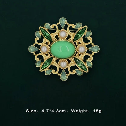 Brosche Edelstein Perle Geometrisch Hohl Rechteck Kragen Vintage Damen