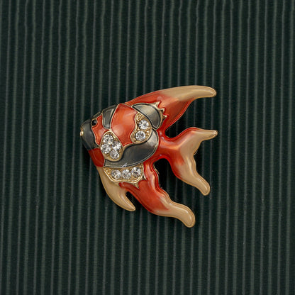 Brosche Fisch Schmetterling Insekt Emaille Kristall Vintage Retro Kleidung Damen