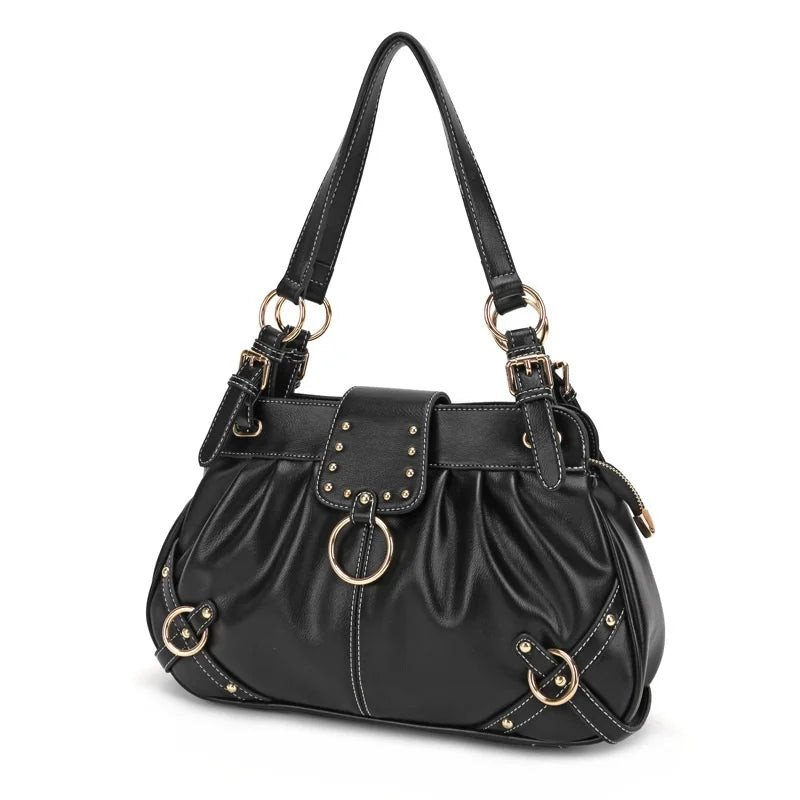 Damen-Schultertasche aus PU mit Reißverschluss Großes Fassungsvermögen und Innenfächern für Alltag