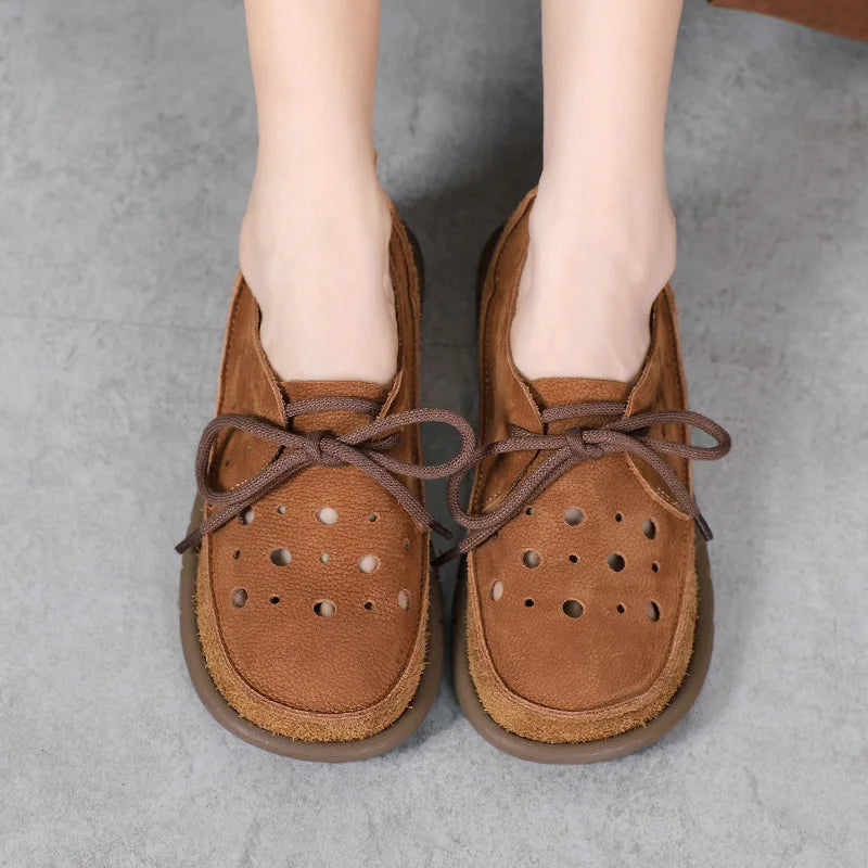 AIYUQI 2025, neue flache Damensandalen, rutschfeste Schnür-Loafer mit weichen Sohlen für Damen, Sommer-Strandschuhe mit großem Loch für Damen