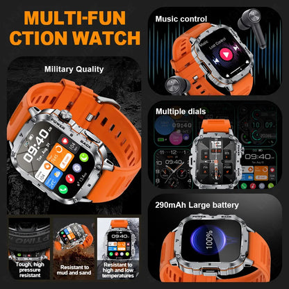 LIGE Outdoor Militär Sport Smart Uhr Männer Frauen Fitness Track Herzfrequenz Blut Sauerstoff Wasserdicht BT Anruf 1,95-Zoll Smartwatch