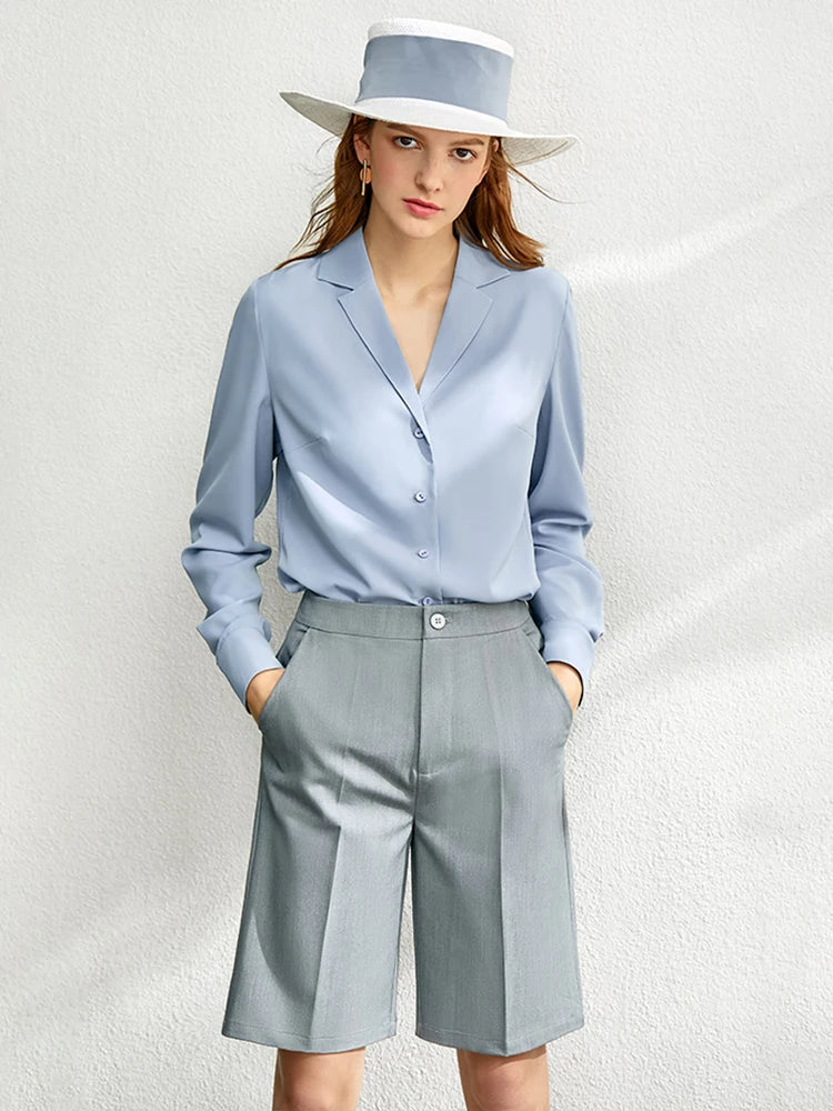 Damen Shorts im minimalistischen Stil mit hoher Taille und lässiger Passform