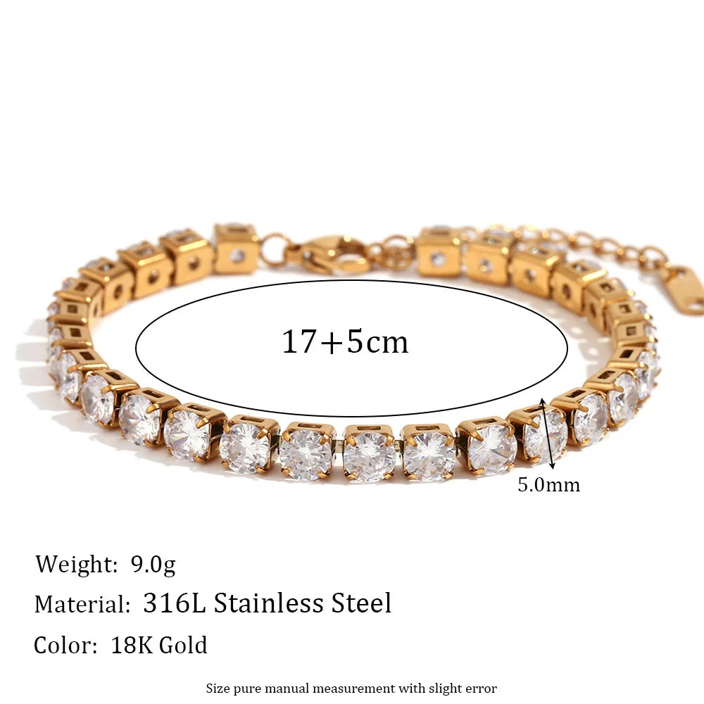 Damen-Tennisarmband mit Kristall-Strass aus Edelstahl