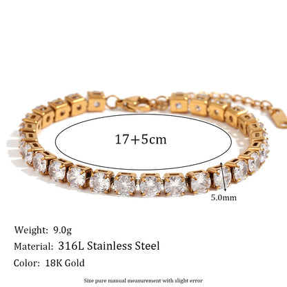 Damen-Tennisarmband mit Kristall-Strass aus Edelstahl