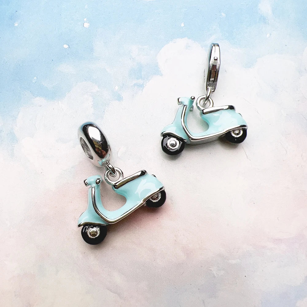 Damen-Charm-Anhänger Motorroller Urlaub trendig aus Sterlingsilber