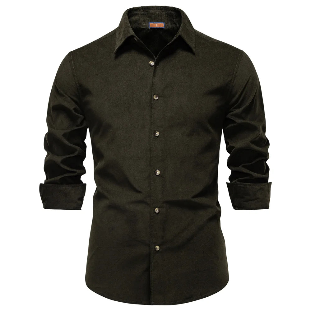 Herren Baumwoll Hemd Langarm Dickes Wärme Herbst Winter Business Casual