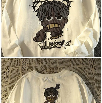 Herren-Pullover mit O-Ausschnitt und Cartoon-Print – warmes, modisches Design für Herbst und Winter