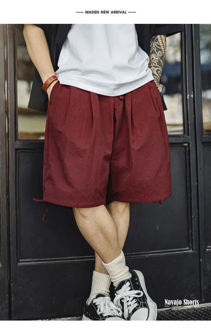 Herren Cargo-Shorts mit besticktem Navajo-Muster und elastischen Taillentaschen