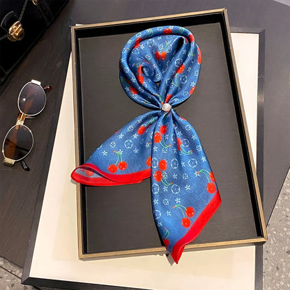 Damen Seidenschal 53cm quadratisch Blumenprint Luxus Hijab Bandana E