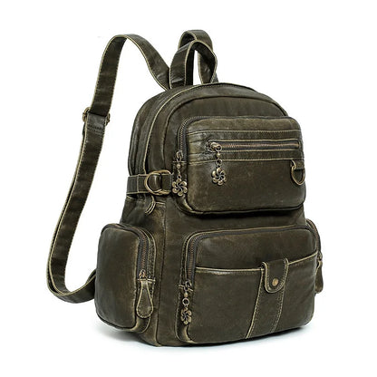Damen-Schulrucksack Großes Fassungsvermögen 20-35 Liter Mit Gepolstertem Rücken Vintage Schwarz