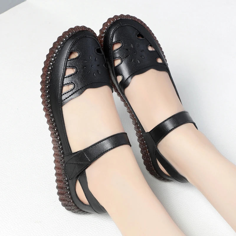 AIYUQI 2025 neue frauen sandalen Flache sohlen nicht-slip hohl frauen schuhe Sommer große-größe weibliche sandalen