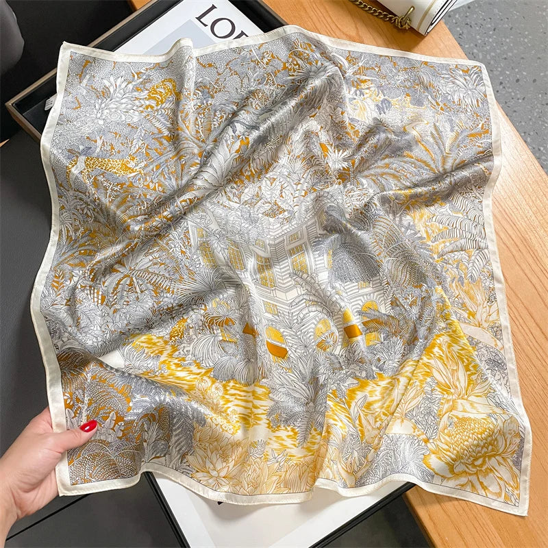 Damen Seidenschal quadratisch Halstuch Bandana Hijab Pashmina Poncho