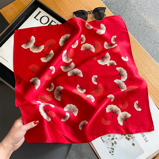 Damen Seidensatin Schal Tasche Kopf Bandana Halstuch bedruckt E