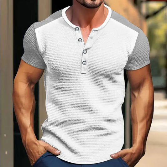 Retro Herren T-Shirt mit kurzen Ärmeln in Uni-Farbe – lässig und in großen Größen erhältlich.