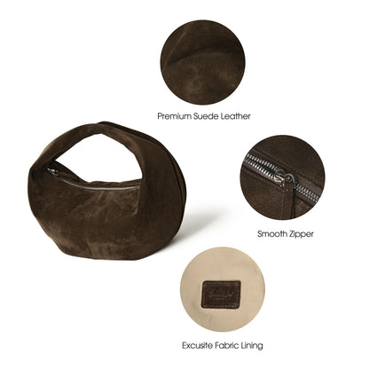 Große Damen-Hobo-Tasche Aus Wildleder | Dumpling-Form, Luxus Stil