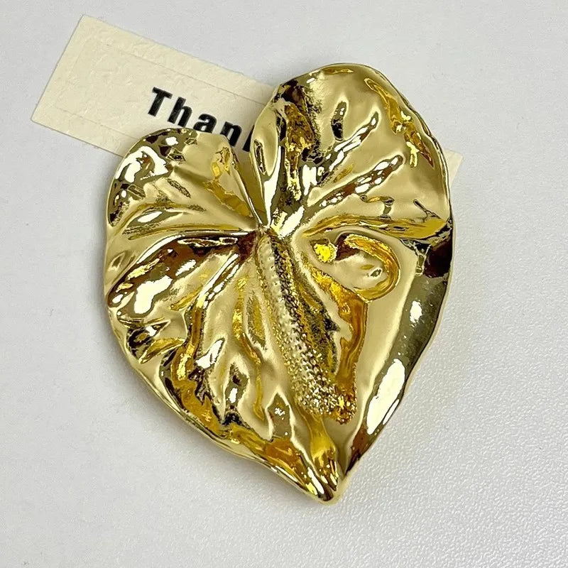 Brosche Blatt Weiß Emaille Metall Korsage Anzug Party Geschenk Damen