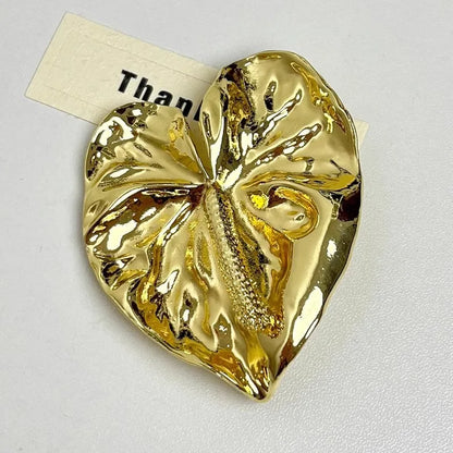 Brosche Blatt Weiß Emaille Metall Korsage Anzug Party Geschenk Damen