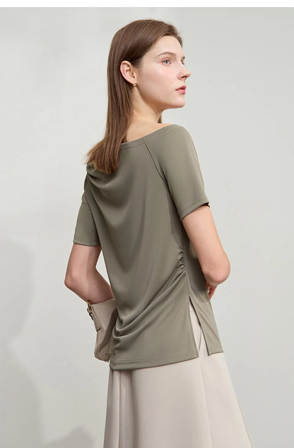 Damen T-Shirt im minimalistischen Stil mit klassischer Slim Fit Passform