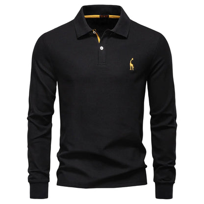 Premium Langarm Poloshirt Herren Atmungsaktiver Baumwollmix