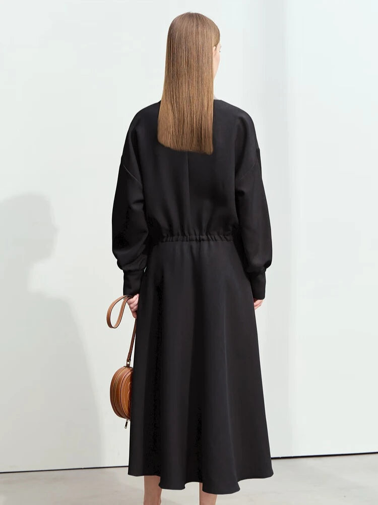 Leichtes Damen Midikleid V Ausschnitt Knitterfrei Elegant