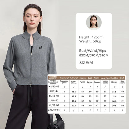 Damen-Rollkragen-Strickjacke kurz Reißverschluss Wolle Herbst-Winter
