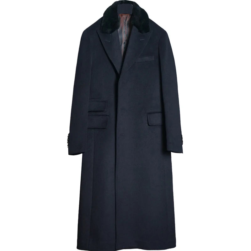 Herren Chesterfield Mantel aus reiner Wolle im einreihigen Business-Stil