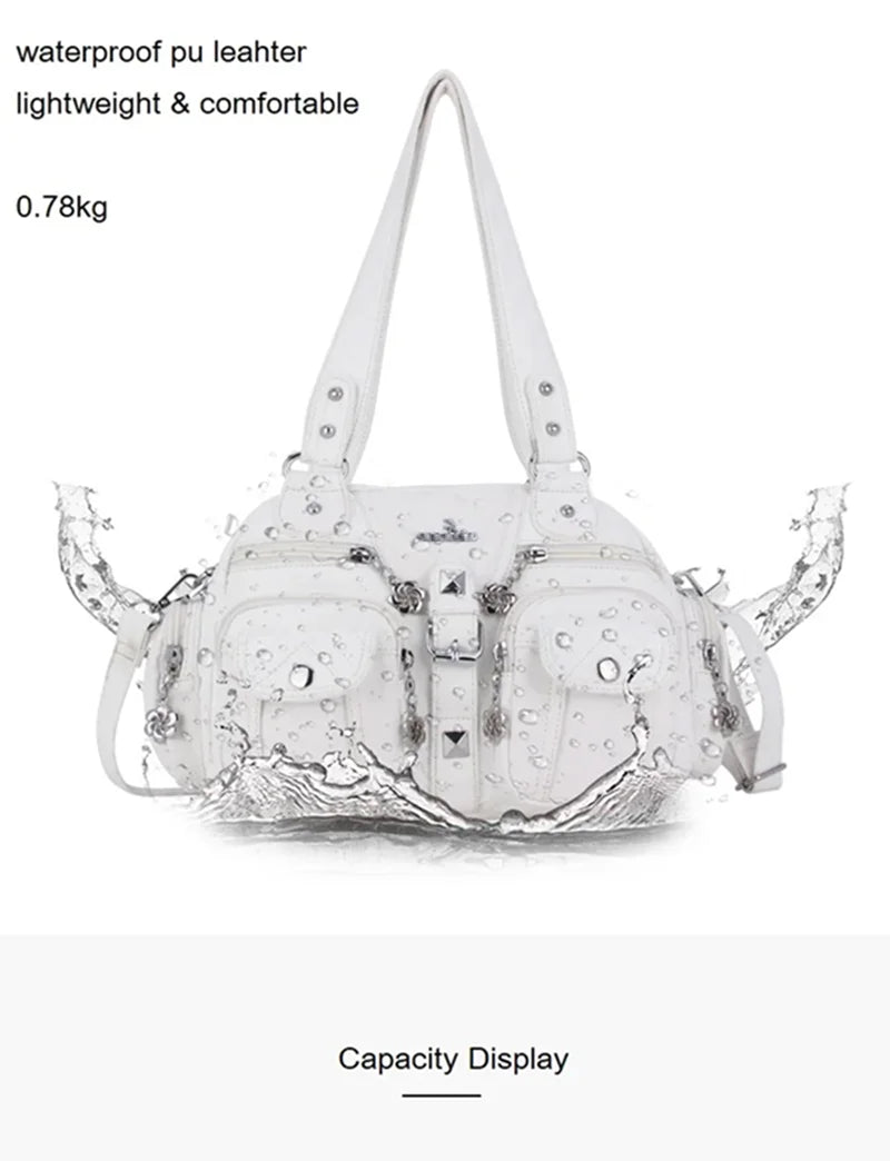Damen-Handtasche Vintage PU-Leder mit Schultergurt und Obergriff Innenfach für Telefon und Geldbörse