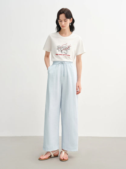Damen T-Shirt mit V- und U-Ausschnitt, hoher Stretch und strukturierten Schultern – elastische Baumwolle im Y2K-Stil für den Sommer.