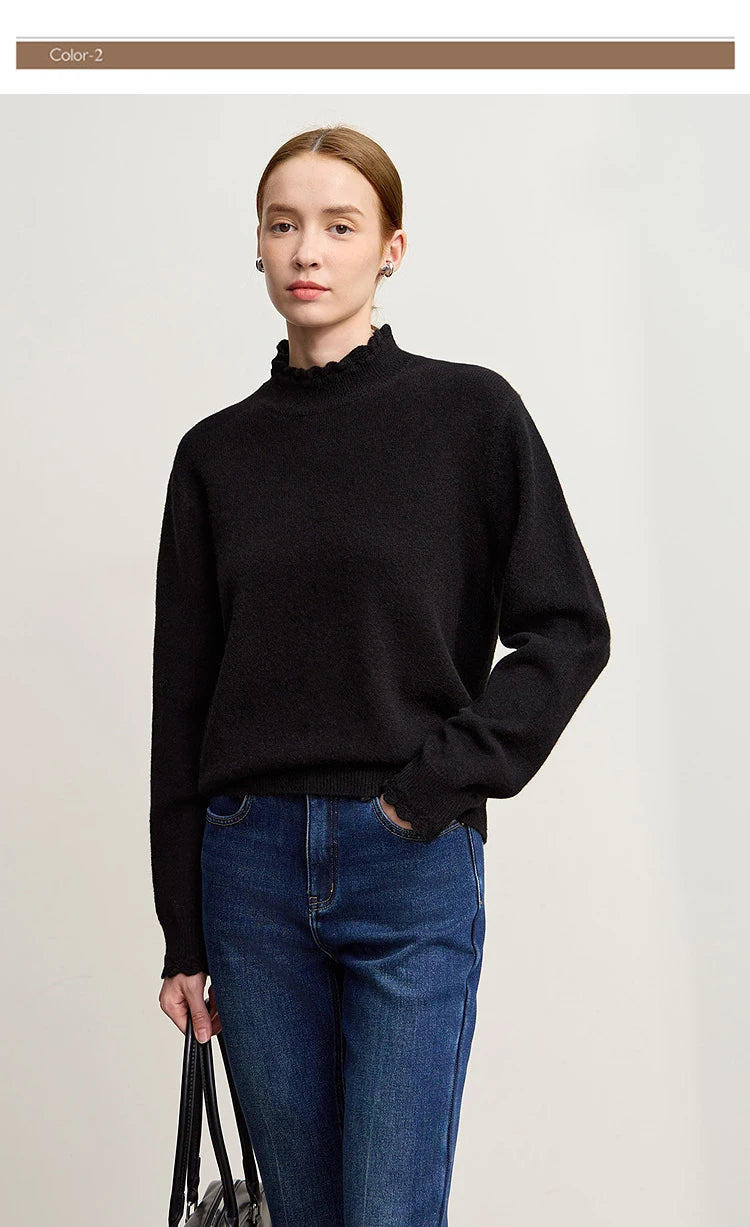 Damen-Rollkragenpullover Pendler-Eleganz locker vielseitig Winter