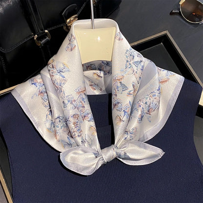 Damen Seidenschal 53cm quadratisch Blumenprint Luxus Hijab Bandana B