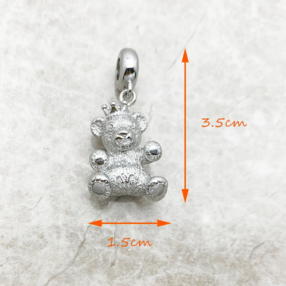925 Sterling-Silber Teddy-Bär Anhänger mit Krone, Maße ca. 1,5 x 3,5 cm