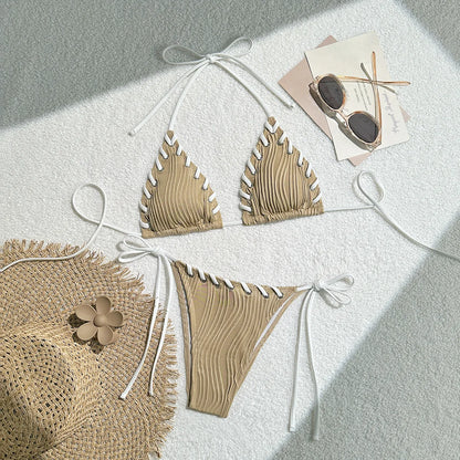 Sommerliches kariertes Bikini-Set mit Push-up-Effekt – verführerische Bademode für den Strand und Pool