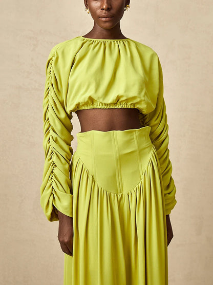 Eleganter Damen-A-Linien-Rock mit hohem Bund und Patchwork-Design im minimalistischen Stil