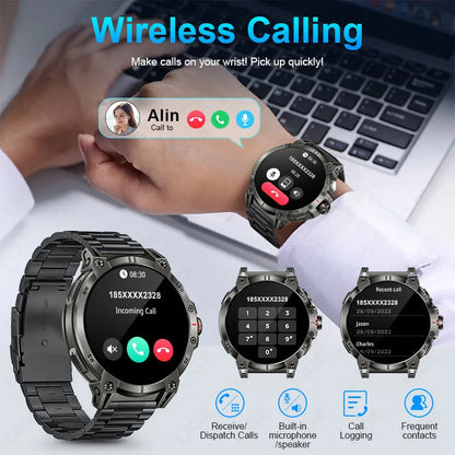 Herren Smartwatch mit Bluetooth Anruf Funktion und Fitness Tracker für Outdoor Aktivitäten